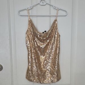 Gold Sequin Women's Spaghetti Strap Top